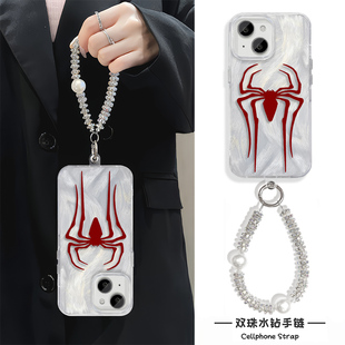 手机壳带挂绳iPhone16蜘蛛侠标志苹果15创意适用羽纱华为NOVA14PRO高级感Reno12硬个性13ProMax华为HI畅享80S