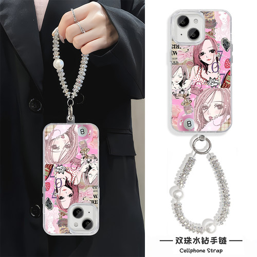 华为PURA90动漫iPhone17NANA女孩OPPORENO16小众羽纱适用苹果14PLUS高级感手机壳13ProMax硬带挂绳红米NOTE15