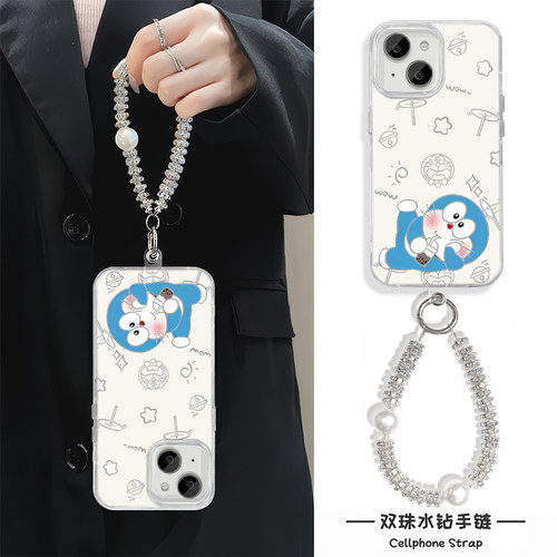 红米K90MAX卡通iPhone17羽纱适用苹果15PLUS高级感华为NOVA16手机壳14ProMax硬带挂绳奶茶多啦a梦一加13T可爱