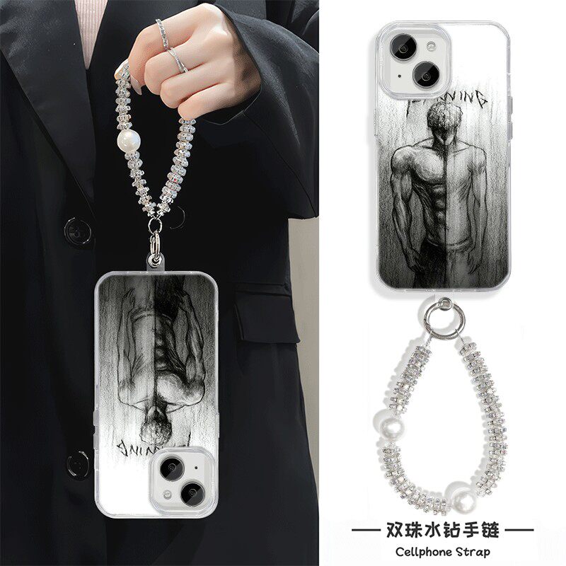 华为PURA70创意健身iPhone13羽纱硬苹果14高颜值16plus手机壳带挂绳华为NOVA15适用12小米17ProMax小众麦芒40