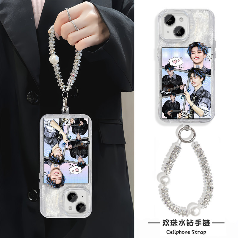 iPhone12手机壳带挂绳17适用创意Nova13高级感16PLUS羽纱OPPOA5X拼接梓渝周边14ProMax硬苹果15红米TURBO4PRO