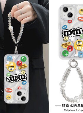 创意mm豆RENO13手机壳带挂绳K80羽纱iPhone14适用S20苹果16Plus硬12ProMax高级感15Ultra趣味Y300I真我NEO7女