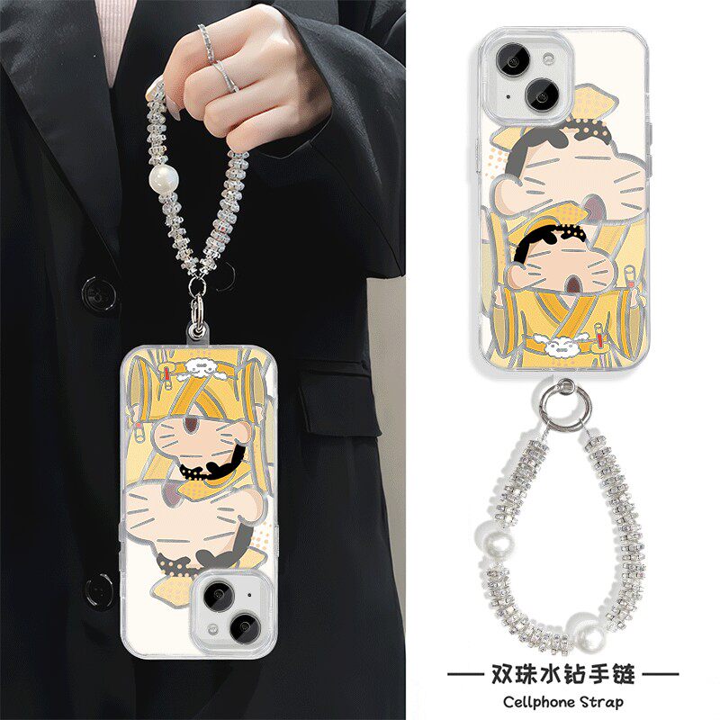 手机壳带挂绳16ProMax苹果1213适用iPhone17硬14羽纱15PLUS皇帝小新荣耀400OPPORENO14高颜值VIVOIQOO15一加