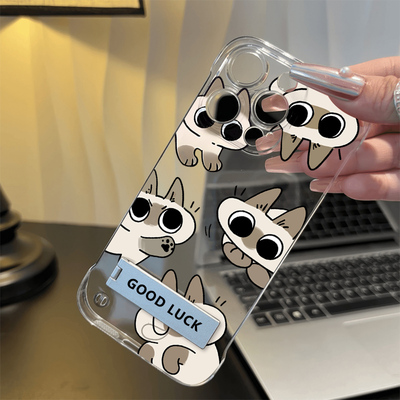 小米15SPRO无边框暹罗猫小豆泥13手机壳带支架iPhone16可爱透明适用12ProMax卡通苹果14超薄硬高级感OPPOK12S