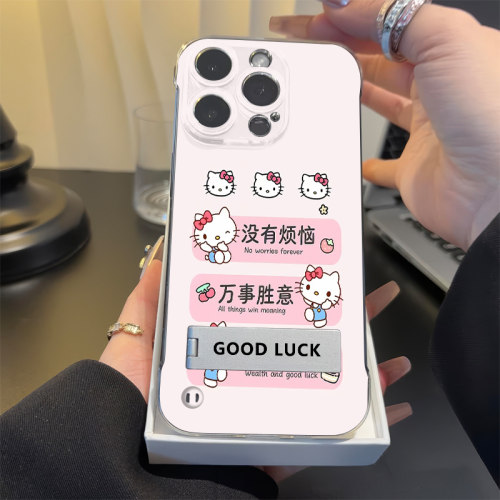 iPhone17手机壳荣耀WIN硬14roMax无边框可爱15适用苹果16超薄12透明13带支架万事胜意KT猫卡通荣耀畅玩70PLUS