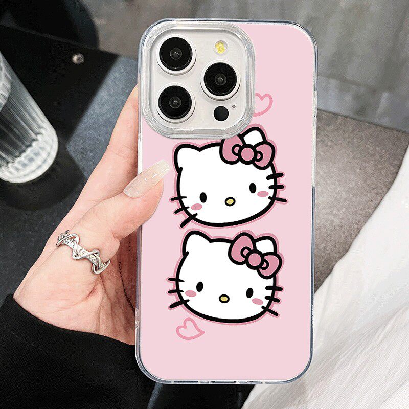 卡通荣耀POWER粉色凯蒂猫iPhone14羽纱硬苹果17少女心16plus手机壳12带挂绳13PRO适用15ProMax可爱华为MATE80