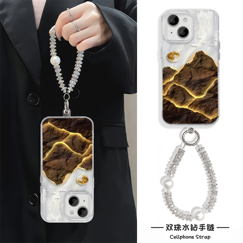 iPhone13高级感苹果12手机壳带挂绳华为Mate70日照金山火焰16ProMax硬15plus羽纱14适用红米TURBO4个性a5新款