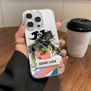 高级感12ProMax透明硬Reno14超薄16PLUS空条徐伦适用苹果13无边框iPhone15手机壳带支架小米17卡通真我GT8PRO