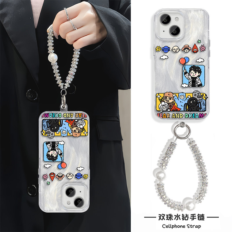iPhone15羽纱华为Mate70苹果14plus手机壳带挂绳13创意适用16e硬12小米17ProMax英文气球陈奕迅iQOOneo10周边