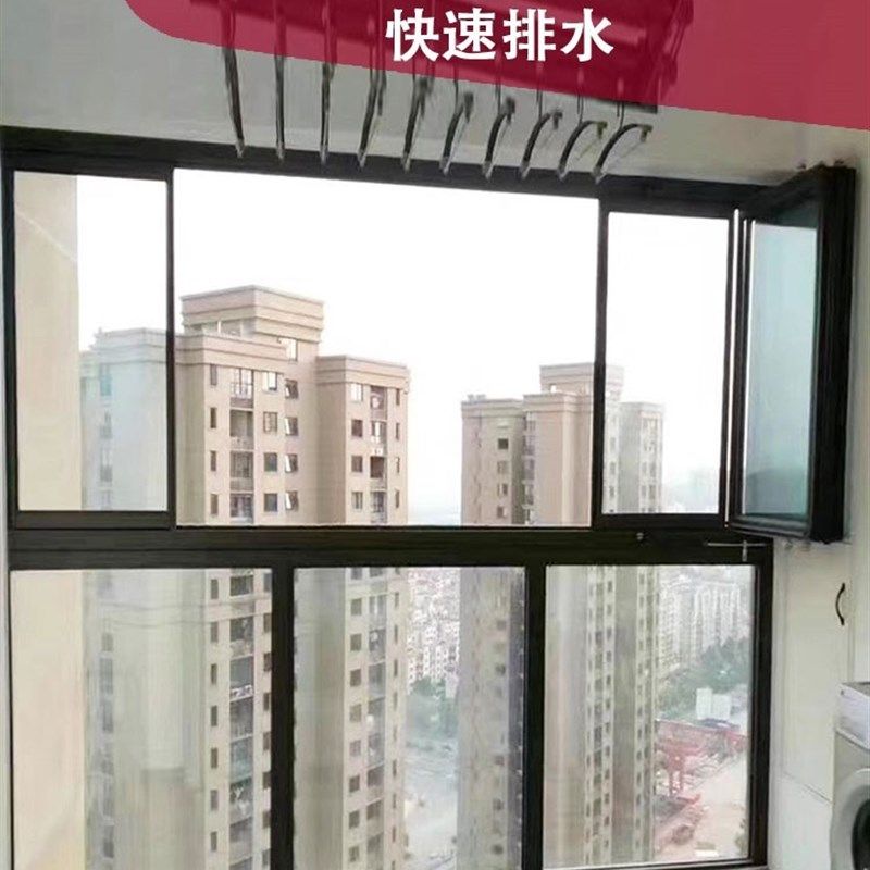 网红全景折c叠窗无框封阳台窄框铝合金隔音玻璃落地封窗户全开定
