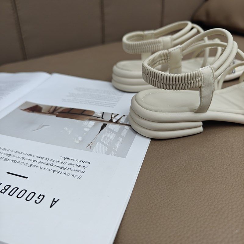 时尚平底a仙女风凉鞋女2025夏季百搭一字扣交叉带简约休闲套脚女,女鞋,休闲凉鞋,淘宝优惠券,粉丝福利购,淘宝优惠卷