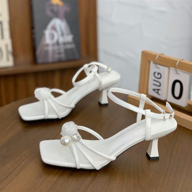 法式仙女风一字扣k带细跟凉鞋女2025夏季新款百搭仙女风露趾凉鞋,女鞋,一字带凉鞋,淘宝优惠券,粉丝福利购,淘宝优惠卷