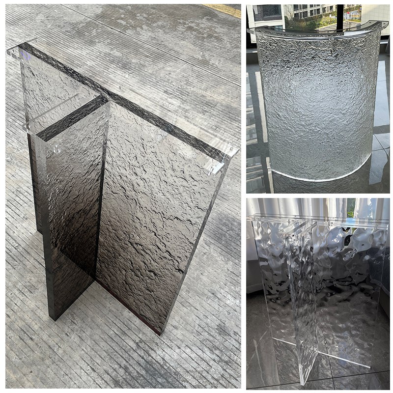 压克力透明餐桌茶桌悬浮支撑脚桌腿支F架黑色渐层圆柱桌脚圆棒桌