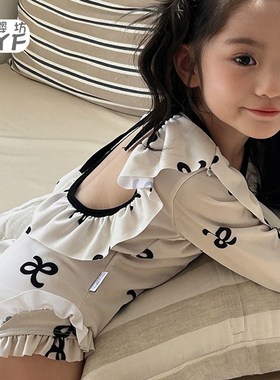 玉婴坊儿童泳衣小女孩2024A长袖游泳衣宝宝连体中小童泳装
