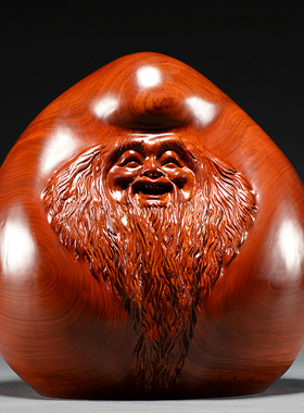 花梨木雕寿桃摆h件老寿星红木雕刻工艺品送长辈老人祝寿生日送礼