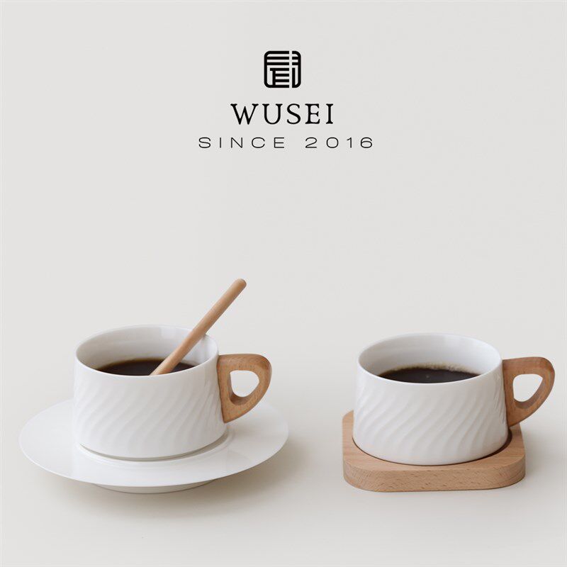闻说晴白咖啡杯 简约家用设计感牛奶K杯陶瓷杯子马克杯礼盒装