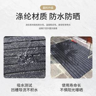 跨境现代简约涤纶地毯门垫纯色双条纹入户地垫家用进门地毯可裁剪