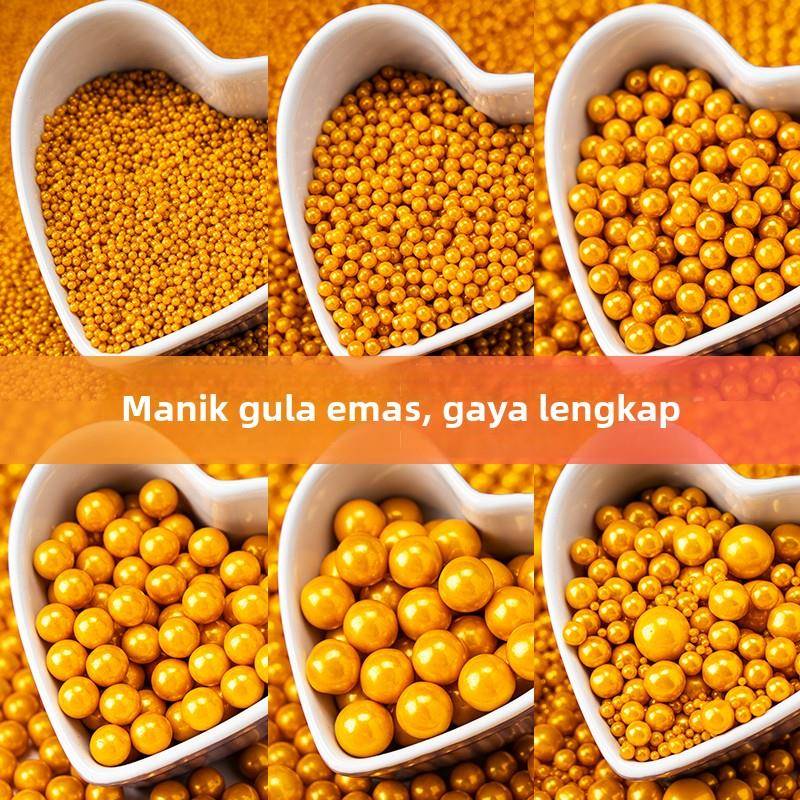 金色烘焙蛋糕装饰糖珠金珍珠巧克力珠子纸杯蛋糕混合装糖珠圆珠