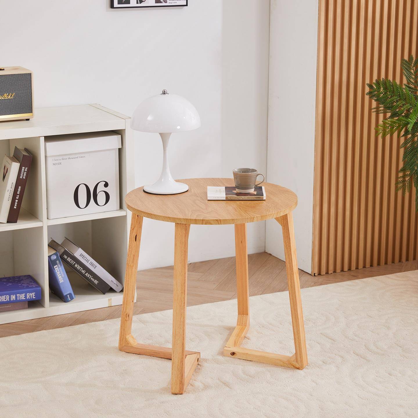 北欧休闲 实木圆桌原木色咖啡奶茶店茶几洽谈会客桌家用吃饭餐桌