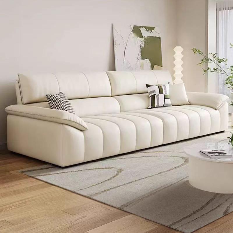 法式奶油风真皮沙发现代简约2025年新款家用客厅小户型钢琴键直排