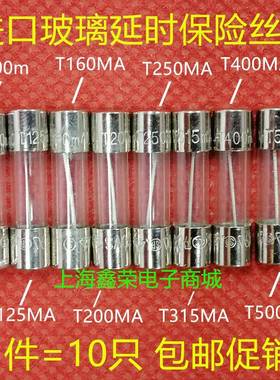 进口玻璃延时慢熔保险丝管 T100MA 125MA 160MA T200MAL250V 5*20
