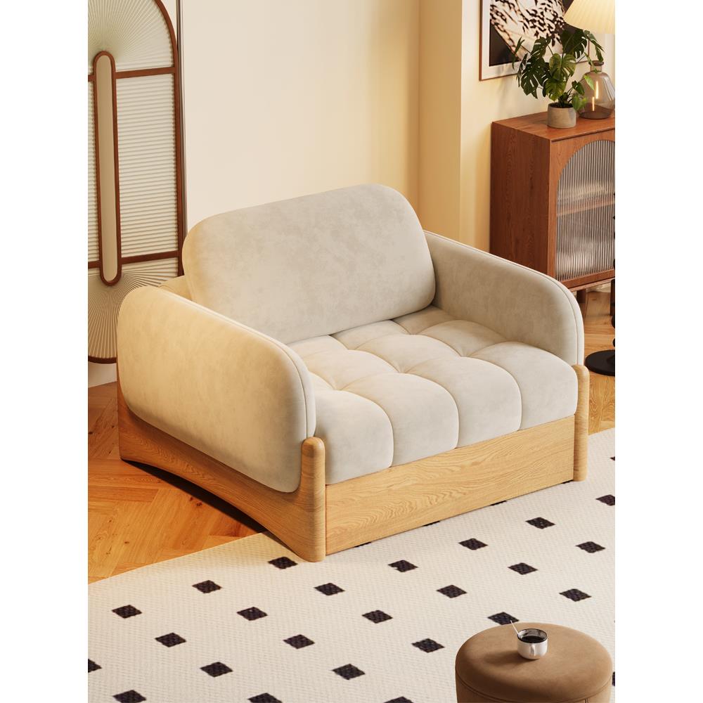 实木泡芙日式折叠式两用沙发床阳台客厅多功能可伸缩小公寓单人双