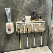 牙刷置物架免打孔漱口杯刷牙杯卫生D间壁挂式 家庭电动牙膏牙刷架