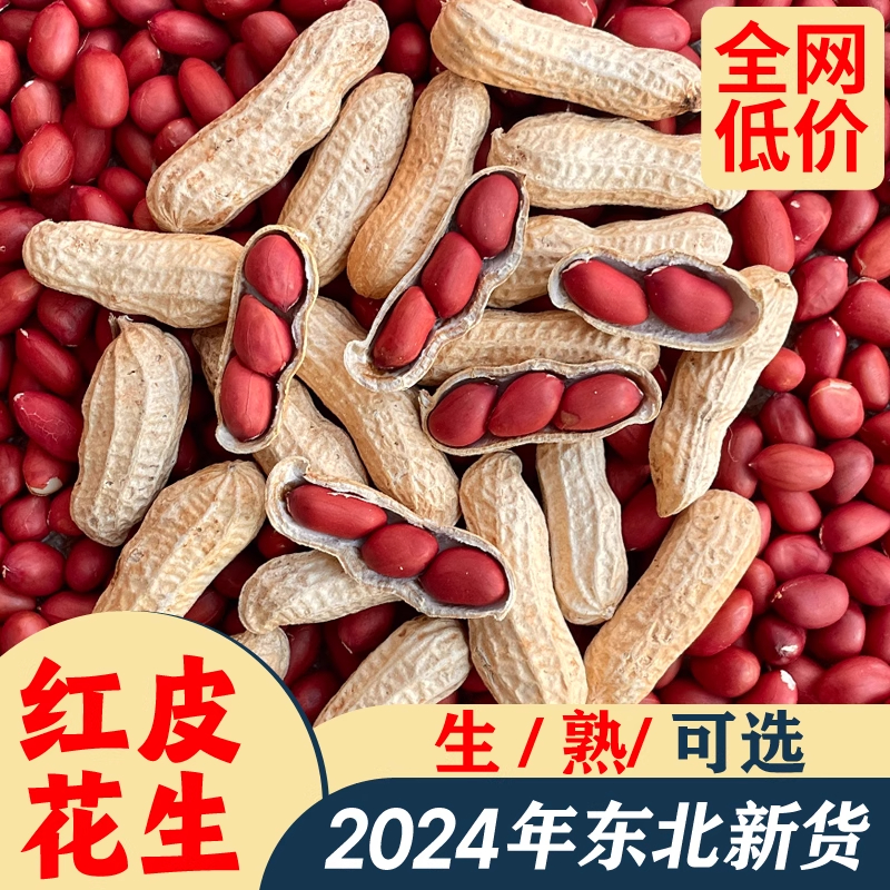 东北红皮花生米生2025红花生米红衣养胃商用新货散装花生农家自产