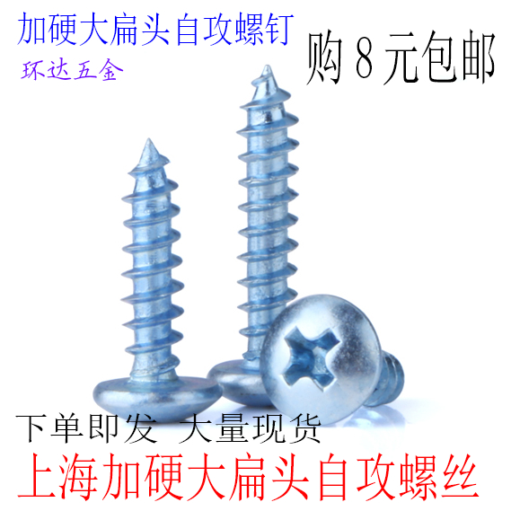 上海加硬镀蓝锌大扁头自攻螺丝钉扁头自攻M4 M5 M6自攻丝螺钉十字