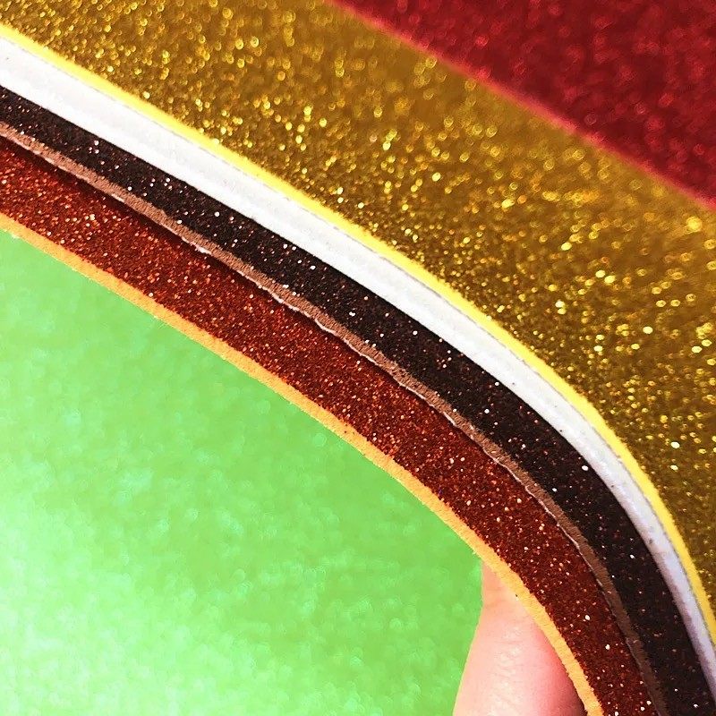 A4彩色金粉闪光亮片贴纸加厚手工带胶海绵纸儿童闪粉泡沫混色套装