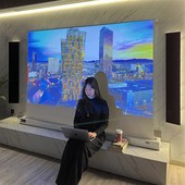 电动地升投影幕布移动地拉式 家用抗光幕布免打孔拉线落地升降幕布