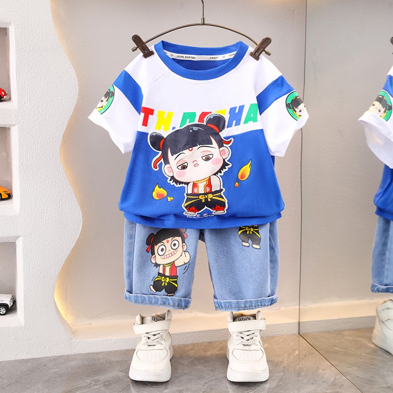 哪咤儿童服装e男童夏季套装2025新款洋气男宝宝夏装男孩薄款两件