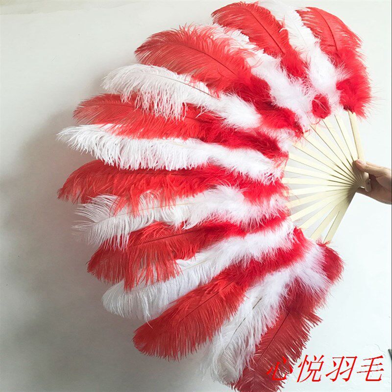 双层双色大号鸵鸟羽毛扇子酒吧夜C店走秀舞台舞蹈表演羽毛扇子包