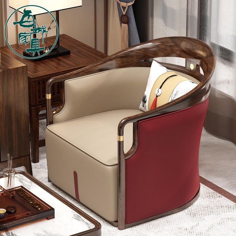 【每城】 乌金木新中式休闲椅 实木圈椅赖黑氏木檀世纪俞嘉美木匠