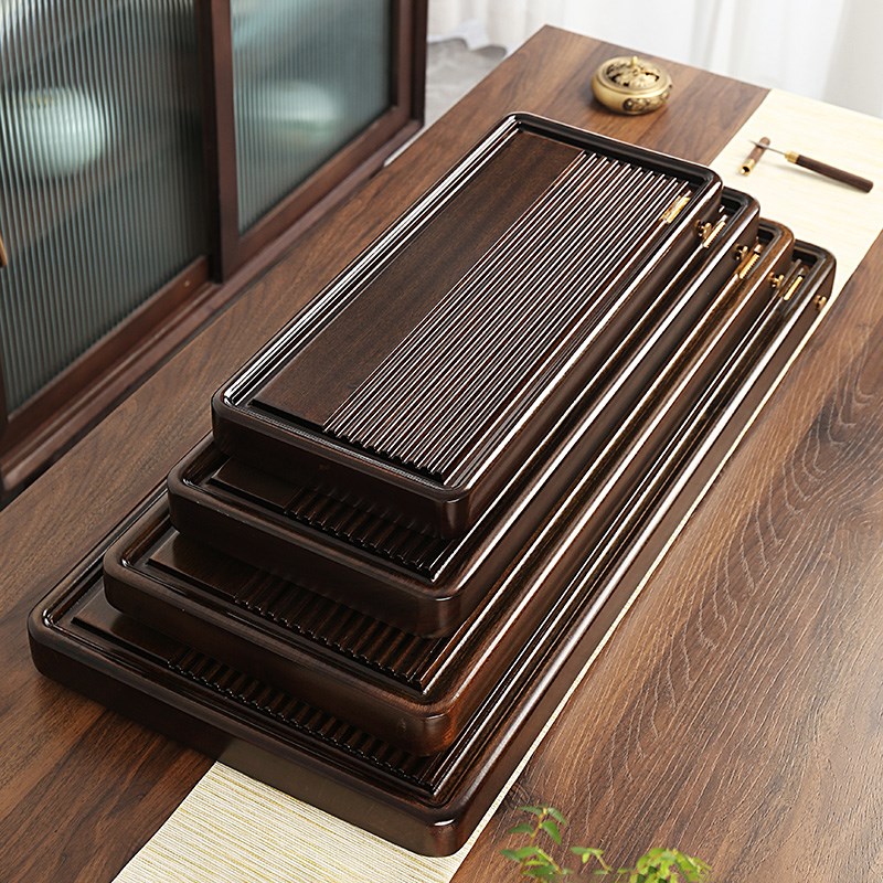 整块花梨木茶盘实木茶海简约功夫茶具排水小中大号黑檀木茶台茶托