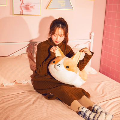 柯基屁股抱枕女生睡觉靠垫卧室床上大号学生宿舍可爱超软男生创意
