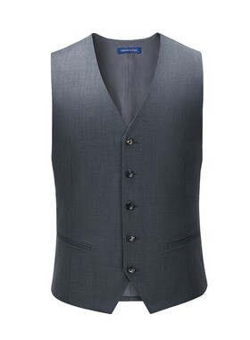 澳嘉男士马甲纯羊毛2024新款西服修身商务正装休闲灰色马夹西装