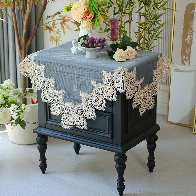 欧式床头柜盖布蕾丝网纱电视机洗衣机微波炉盖巾防尘罩套茶几盖布