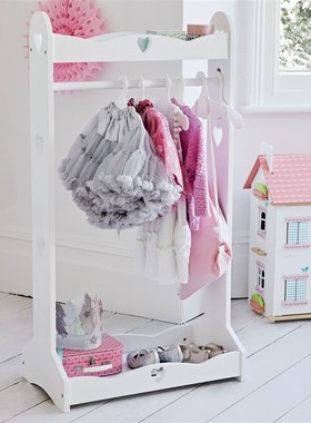 GLTC儿童卧室欧式木制实用挂衣架宝宝创意公主家用粉色落地晾衣架