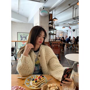 落落狷介毛衣女款2024新款冬季小个子宽松毛线衣插肩袖小个子外套