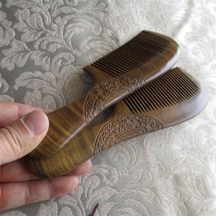 2把 木梳子绿檀木脱发大号静电家用梳子女檀香木按摩梳宽齿防刻字