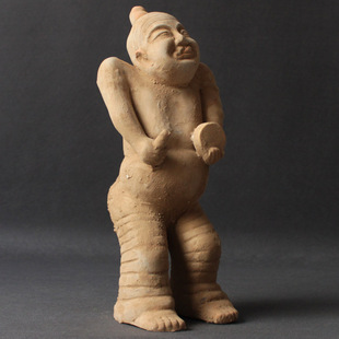 乐器男俑仿汉陶俑击鼓说唱俑陶器中式摆件宾馆酒店装饰品工艺品