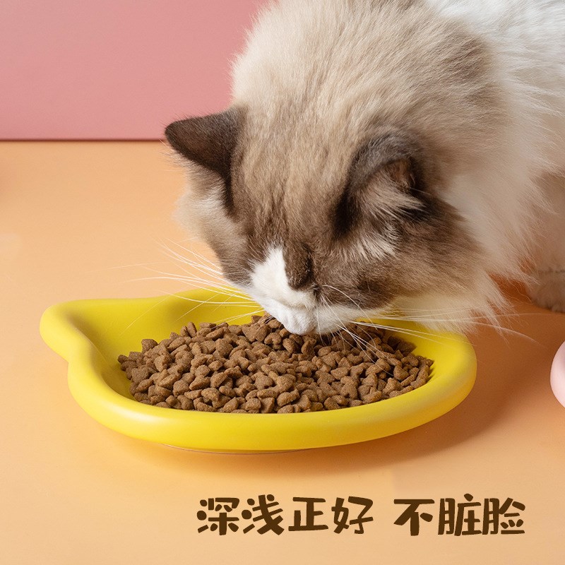 猫碗陶瓷碗猫咪吃饭幼猫食盆罐头零食冻干餐盘矮脚猫碟盘子宠物碗
