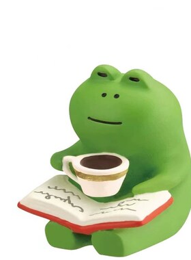 咖啡青蛙治愈可爱桌面车载小摆件迷你装饰办公桌日式汽车女