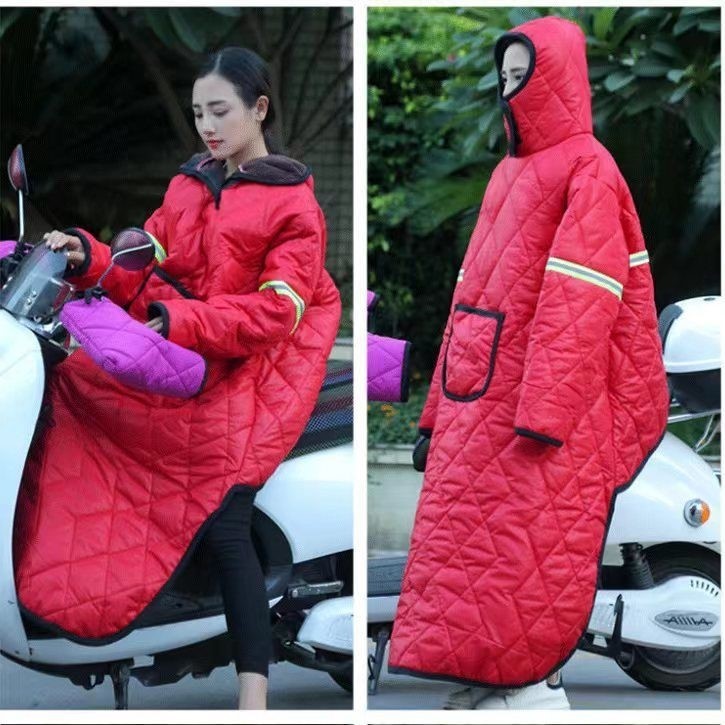 电动车挡风衣冬季加大加绒加厚防寒防水骑车挡风被机车挡风罩夏