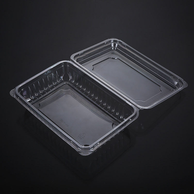 商用一次性长方形带盖透明无孔塑料500克装水果打包保鲜盒厚密封