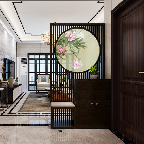 新中式屏风隔断装饰客厅玄关储物柜门厅柜小户型家用门口实木鞋柜