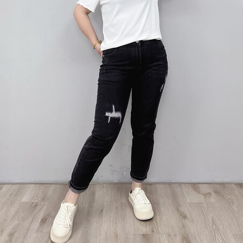 破洞牛仔裤女夏薄款直筒宽松显瘦梨形身材大码胖妹妹哈伦休闲裤子