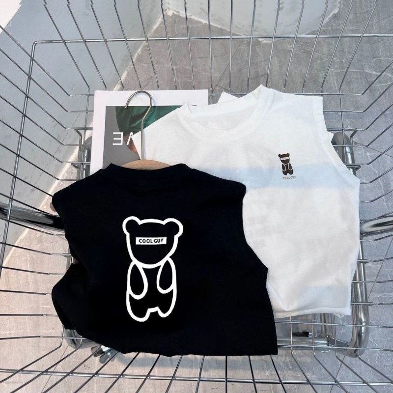 纯棉男童卡通背心无袖t恤薄夏装夏季新款婴儿童装小童洋气上衣潮