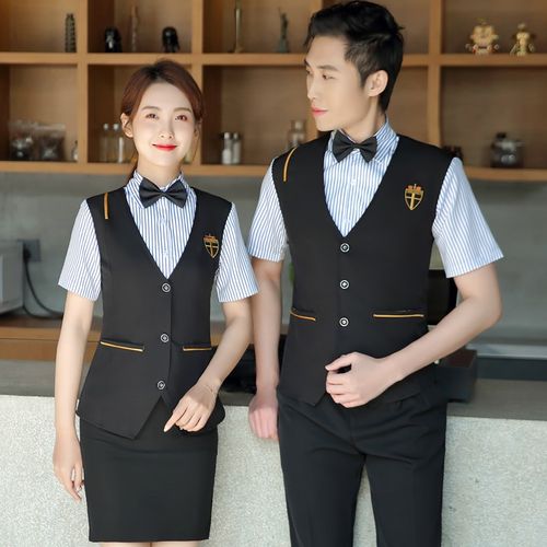 KTV假两件衬衣马甲前台收银酒店工作服服务员美甲理发美容院男女